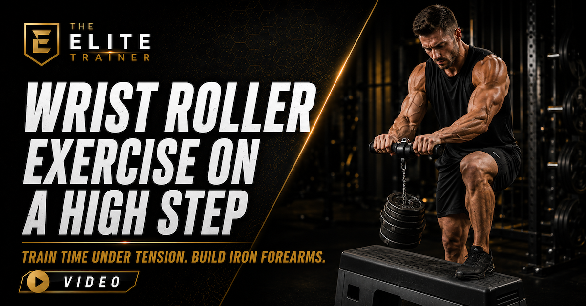 wrist roller exercise on a high step