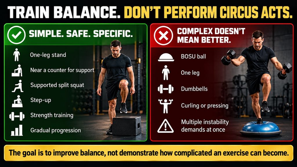 Train balance. Don't perform circus acts.
